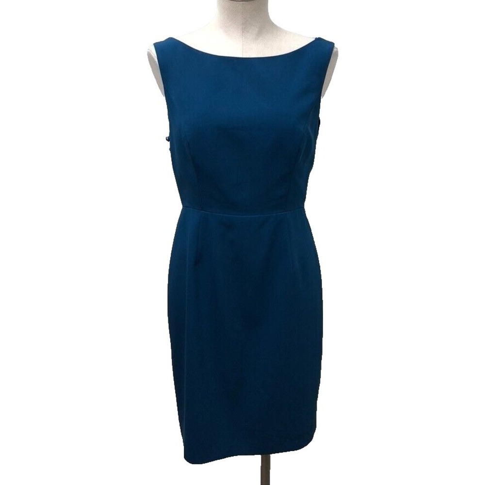 Black Halo Teal Blue Backless Sheath Dress - Picture 2 of 16